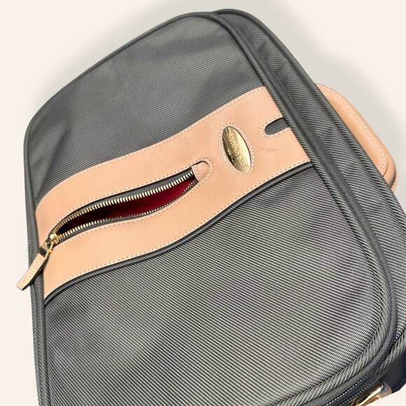 Samsonite Olive Green Carry-On Bag Tan Leather Trim Travel Tote (NWT) - Picture 9 of 13